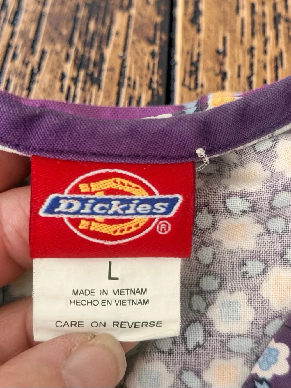 Dickies Purple Daisy-Print Short Sleeve Scrub Top